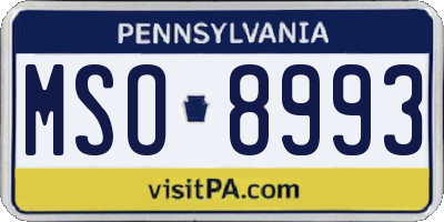 PA license plate MSO8993
