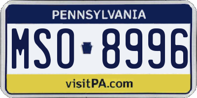 PA license plate MSO8996
