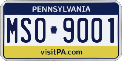 PA license plate MSO9001