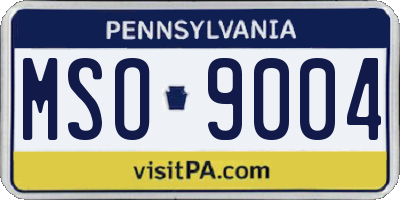 PA license plate MSO9004
