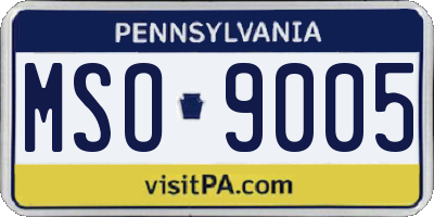 PA license plate MSO9005
