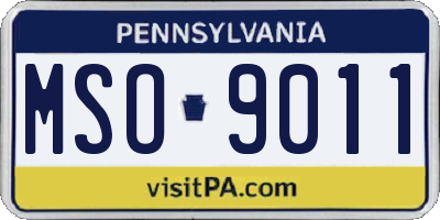 PA license plate MSO9011