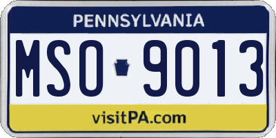 PA license plate MSO9013