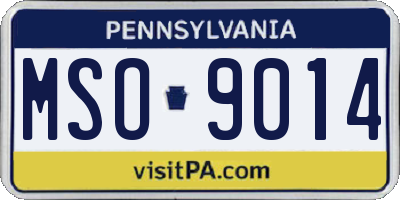 PA license plate MSO9014