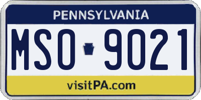 PA license plate MSO9021