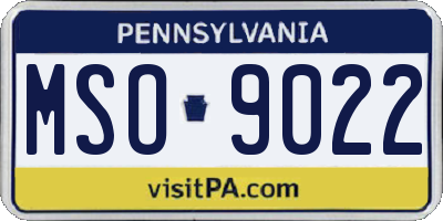 PA license plate MSO9022