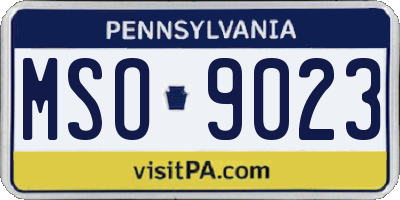 PA license plate MSO9023