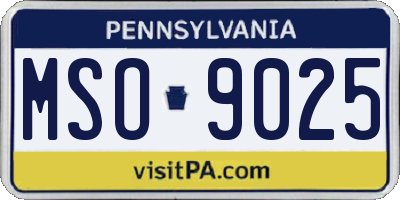 PA license plate MSO9025