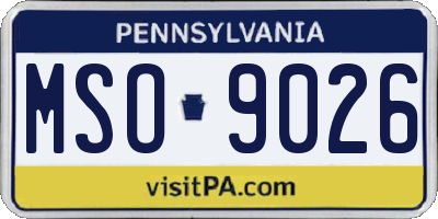 PA license plate MSO9026