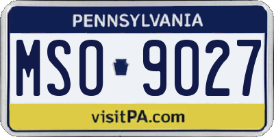 PA license plate MSO9027