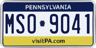PA license plate MSO9041