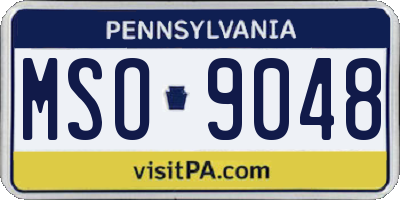 PA license plate MSO9048