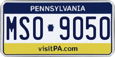 PA license plate MSO9050