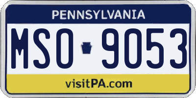 PA license plate MSO9053