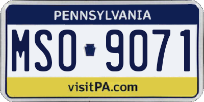 PA license plate MSO9071