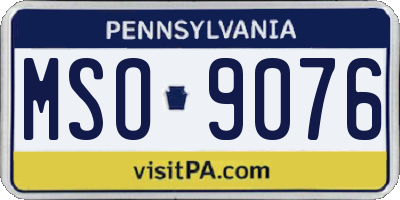 PA license plate MSO9076