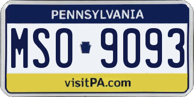 PA license plate MSO9093