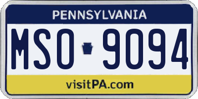 PA license plate MSO9094