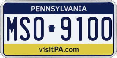 PA license plate MSO9100