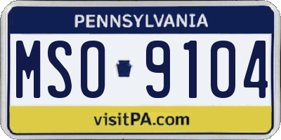 PA license plate MSO9104