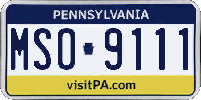 PA license plate MSO9111