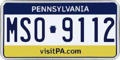 PA license plate MSO9112