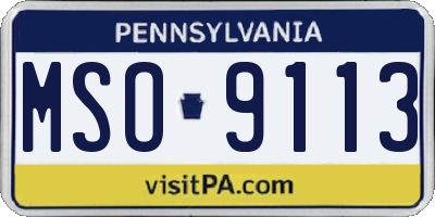 PA license plate MSO9113