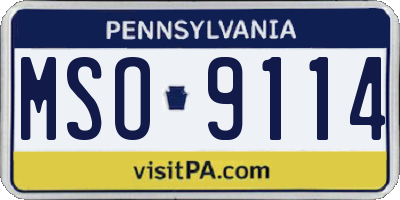 PA license plate MSO9114