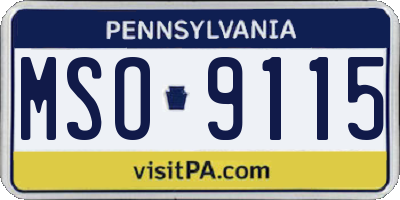 PA license plate MSO9115
