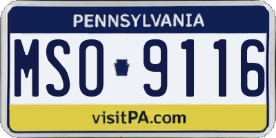PA license plate MSO9116