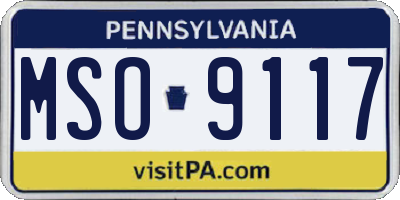 PA license plate MSO9117