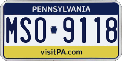 PA license plate MSO9118