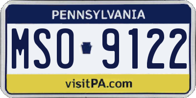 PA license plate MSO9122