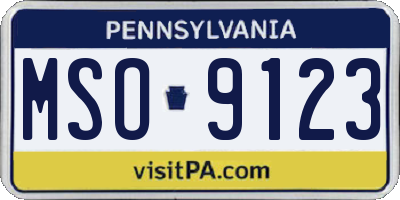 PA license plate MSO9123