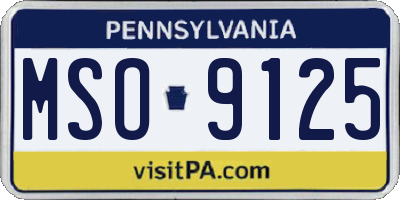 PA license plate MSO9125