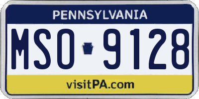 PA license plate MSO9128
