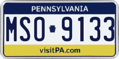 PA license plate MSO9133