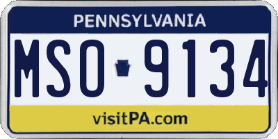 PA license plate MSO9134