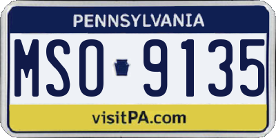 PA license plate MSO9135