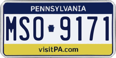 PA license plate MSO9171
