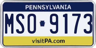 PA license plate MSO9173