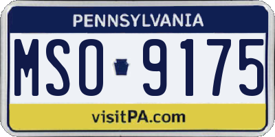 PA license plate MSO9175