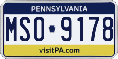 PA license plate MSO9178