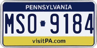 PA license plate MSO9184