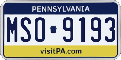 PA license plate MSO9193