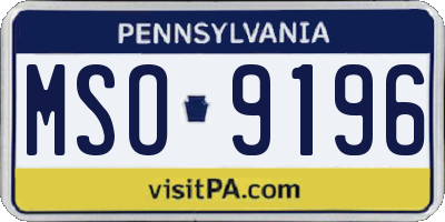 PA license plate MSO9196