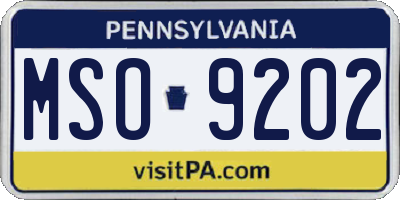 PA license plate MSO9202