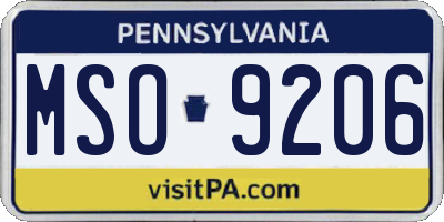 PA license plate MSO9206