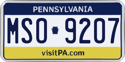 PA license plate MSO9207