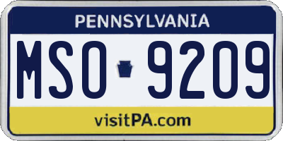 PA license plate MSO9209